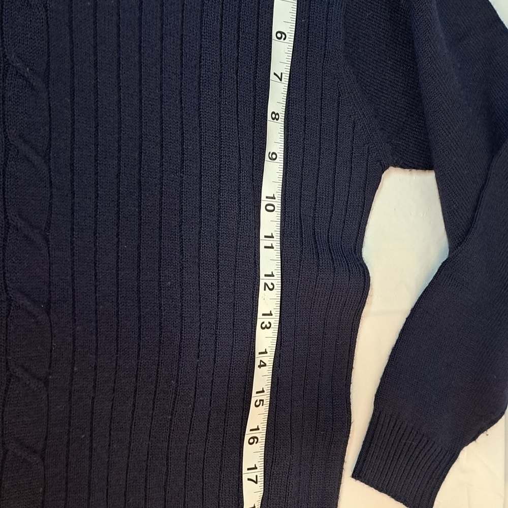 Vintage Stephanie by Suzelle Women's Wool Blend Ribbed Front Navy Blue Sweater S - Picture 9 of 11
